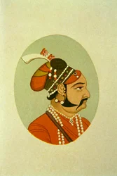 Porträtt av Maharaja Jaisalmar Jaswant Singh, Indien