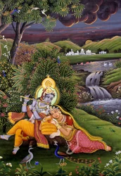 Radha Krishna miniatyrmålning