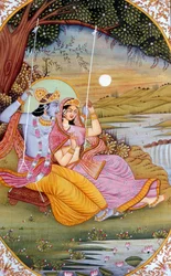 Radha Krishna miniatyrmålning, Indien