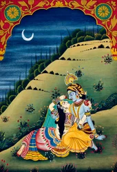 Radha Krishna Miniatyrmålning på papper