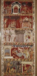 Scener av Ramayana, episk dikt komponerad på 600-talet av Valmiki och berättar legenden om Rama. Western Bengal.Victori & Albert Library. London