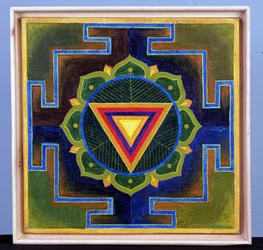 Shiv Yantra Målning (pigment på board)