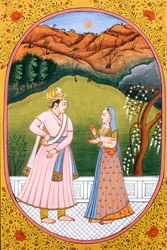 Årskalender Bild  målning för en hinduisk månad Jeth, Indien