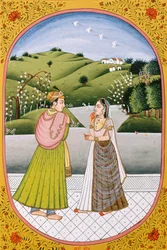 Årskalender Bild  målning för en hinduisk månad Träskmarker, Indien