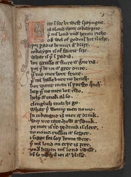 Harley MS 913, f.3r från Kildare Poems eller Kildare Lyrics (pergament)