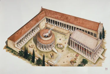 Ceremoniell rund tholos och Asklepios tempel, Epidauros, 300-talet f.Kr.