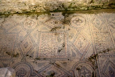 Detalj av golvdekoration (mosaik)