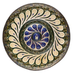 Polykrom cirkulär platta, venetiansk, c.1500 (paketförgylld emalj)