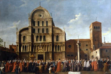 Venedig. Dogens besök i Saint Zaccharia för påskfesten. Venedig, Pinacoteca Querini - Stampalia.