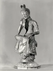 Bodhisattva sittande i en meditativ ställning, c.645-794 (förgylld brons) (s/v foto)