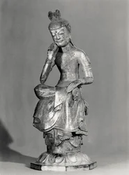 Bodhisattva sittande i en meditativ ställning, c.645-794 (förgylld brons) (s/v foto)