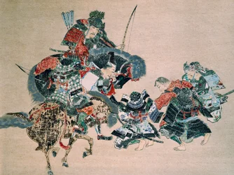 Slåss med mongoler (akvarell på papper)
