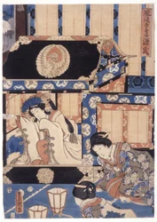 Furyu Azuma Genji (träsnitt i färg)