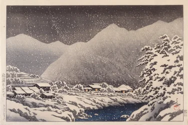 Hida Valley på vintern (bläck)