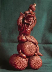 Japansk konst: den japanska guden Daikoku (Daikokuten), beskyddare av bönder och lantbrukets gud. Paris, Guimet-museet, Nationalmuseet för asiatisk konst