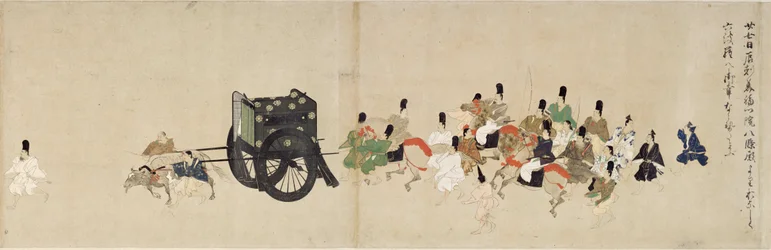 Illustrerad berättelse om inbördeskriget, The Imperial Visit to Rokuhara (Illustrerad berättelse om inbördeskriget, The Imperial Visit to Rokuhara) - Anonymt verk, akvarell och tusch på papper, femte rulle