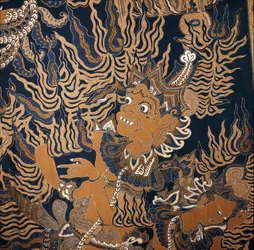 Javanesisk batik med ett monster