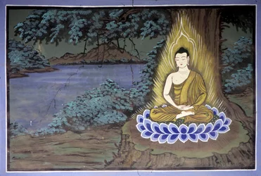 Buddhas liv: Buddha i meditation - Yongju-templet, Suwon-regionen, Sydkorea.