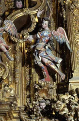 Detalj av Churrigueresk dekoration (målad gips)