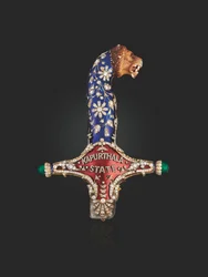 Fäste av statens svärd av Maharaja Jagatjit Singh av Kapurthala, ca 1900 (emalj, diamanter och rubiner)