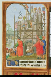 Lägg till 35313 f.34 Byggnaden av Babelstornet, Brygge eller Gent, ca 1500 (vellum)