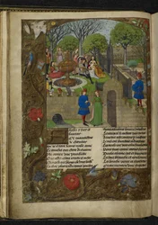 Harley 4425 f. 12v Garden of Pleasure (vellum)