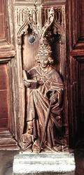 St. Gregory, en av kyrkans fyra latinska fäder (trä)