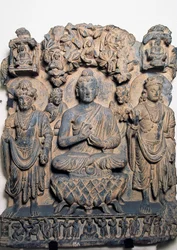 Fris föreställande Buddhor och gudar, Peshawar, Pakistan