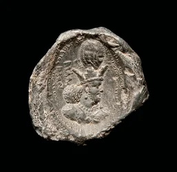 Bulla med inskription, sasanisk period, 400-talet (keramik)