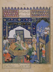 Or.2838 f.20v Timur tronade på Balkh, persiska (vellum)