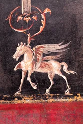 Arkitektonisk utsmyckning med bevingade hästar (pegasi), Herculaneum