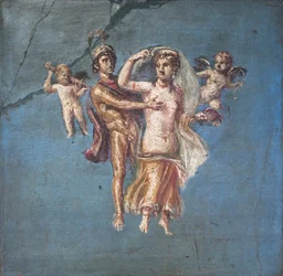 Mars och Venus på blå bakgrund, Herculaneum