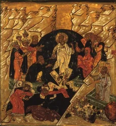Anastasis (Kristi nedstigande till helvetet), rysk ikon, sent 1600-tal