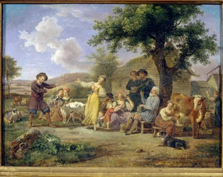 Bondefester. Anonym målning, olja på duk, 1700-talets andra hälft. Rysk konst från 1700-talet. Statens Tretjakovgalleri, Moskva.