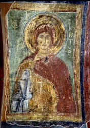 ""Martyren Saint Victor"" rysk ikon. 1000-talet. Saint Sophia Cathedral, Kiev, Ukraina