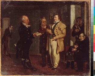 Prins Vasilij Khovansky (1755-1830) och en skojare. Målning av en rysk mästare, olja på duk, tidigt 1800-tal. Statens Tretjakovgalleri, Moskva.