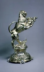 Lejonformat kärl, G. Lang, Ausburg, början av 1600-talet (förgyllt silver).
