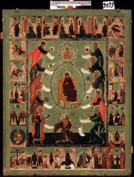 Praises of the Virgin (The Glorification of the Virgin). Rysk ikon, tempera på trä