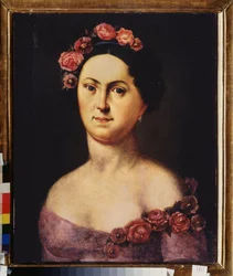 Porträtt av ballerinan Avdotia Istomina (1799-1848), i Flora. Anonym målning, olja på duk, ca 1830. Rysk konst