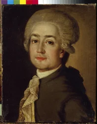 Porträtt av kompositören Fjodor Makarov (1756-1821) (Porträtt av kompositören Fjodor Fjodorovich Makarov). Anonym målning, olja på duk, ca 1780. Rysk konst