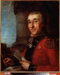 Porträtt av generalgreve Alexey Arakcheyev (Alexis Arakcheiev) (Arakcheev) (1769-1834). Målning av en rysk mästare, olja på duk, sent 1700-tal. Far Eastern Art Museum, Khabarovsk (Ryssland).