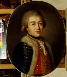 Porträtt av prins Stepan Borisovich Kurakin (1754-1805). (Porträtt av Prins Stepan B. Kurakin). Anonym målning, olja på duk, 1700-talets andra hälft. rysk konst