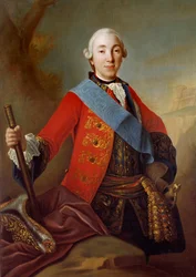 Porträtt av Peter III Fedorovich (1728-1762) Rysk tsar Målning av den ryska skolan på 1700-talet. 1758 S:t Petersburg. Eremitagemuseet