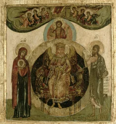 Rysk ikon av Sophia, den heliga visdomen, tronande i form av en eldigt bevingad ängel (panel)