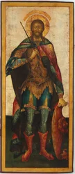Saint Alexandre Nevski (1220-1263) - (Saint-Alexandre-Nevski) - Saint Alexander Nevsky - rysk ikon. Tempera på panel, 1700-talets andra hälft. Mått : 142,5x61 cm Ikonen Museum Recklinghausen