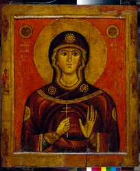 Saint Juliana of Nicomedia (tidigt 300-tal) (Saint Juliana) - Ikon för Novgorod-traditionen (Ryssland), tempera på trä, tidigt 1200-tal - Tretyakov-galleriet, Moskva