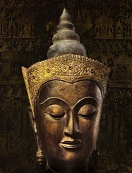 Ayutthaya stil huvud av en krönt Buddha bild (brons)
