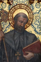 Hermitage (Hermitage av Nuestra Señora de La Plaza). Interiör. Altaret. Detalj av altaret. Altare (målning)