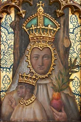 Hermitage (Hermitage av Nuestra Señora de La Plaza). Interiör. Altaret. Detalj av altaret. Altare (målning)