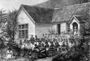 Mission School for Maoris, illustration från 